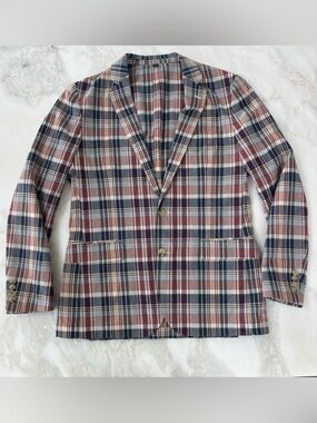 J. Crew Ludlow Jacket Mens Size 40R Indian Madras Plaid Lightweight Blazer